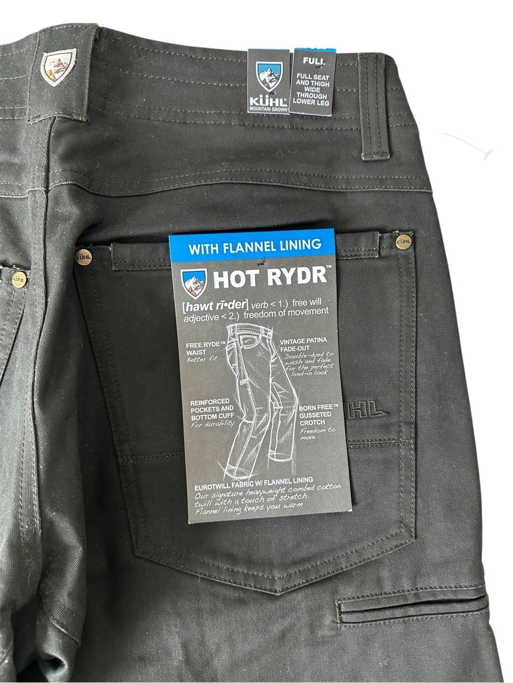 Kuhl Hot Rydr Flannel Lined Pants Mens 31x34 NWT - Picture 5 of 11